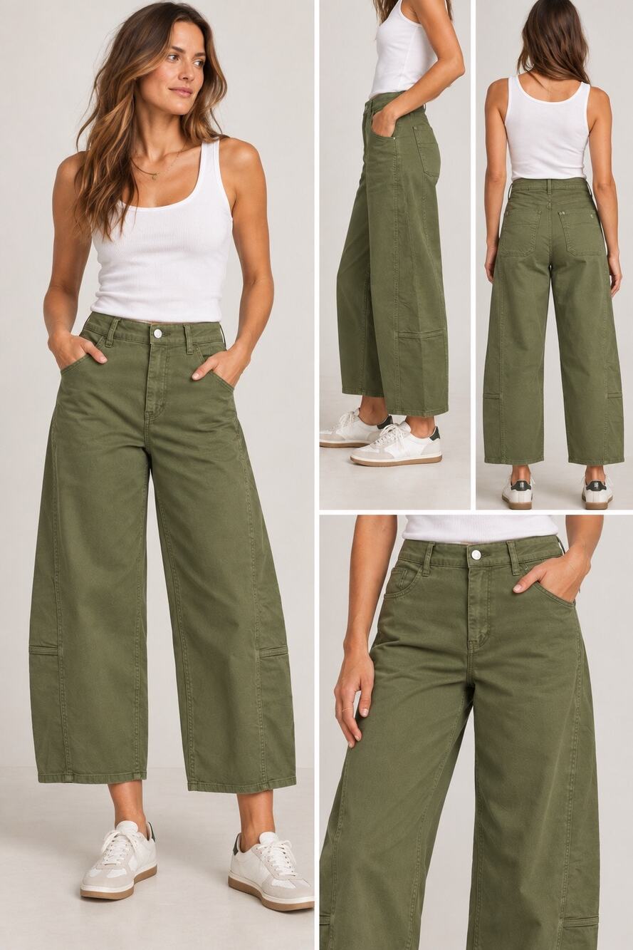 Anthropologie Pilcro Olive Green Barrel Leg Utility Pants